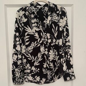 Floral Black and White Women's Top